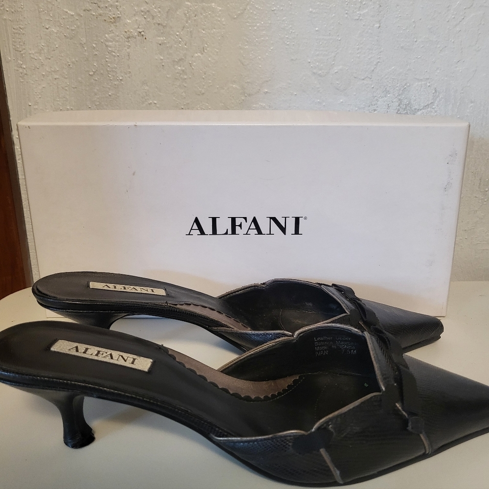 Alfani Black Kitten Heel Mules